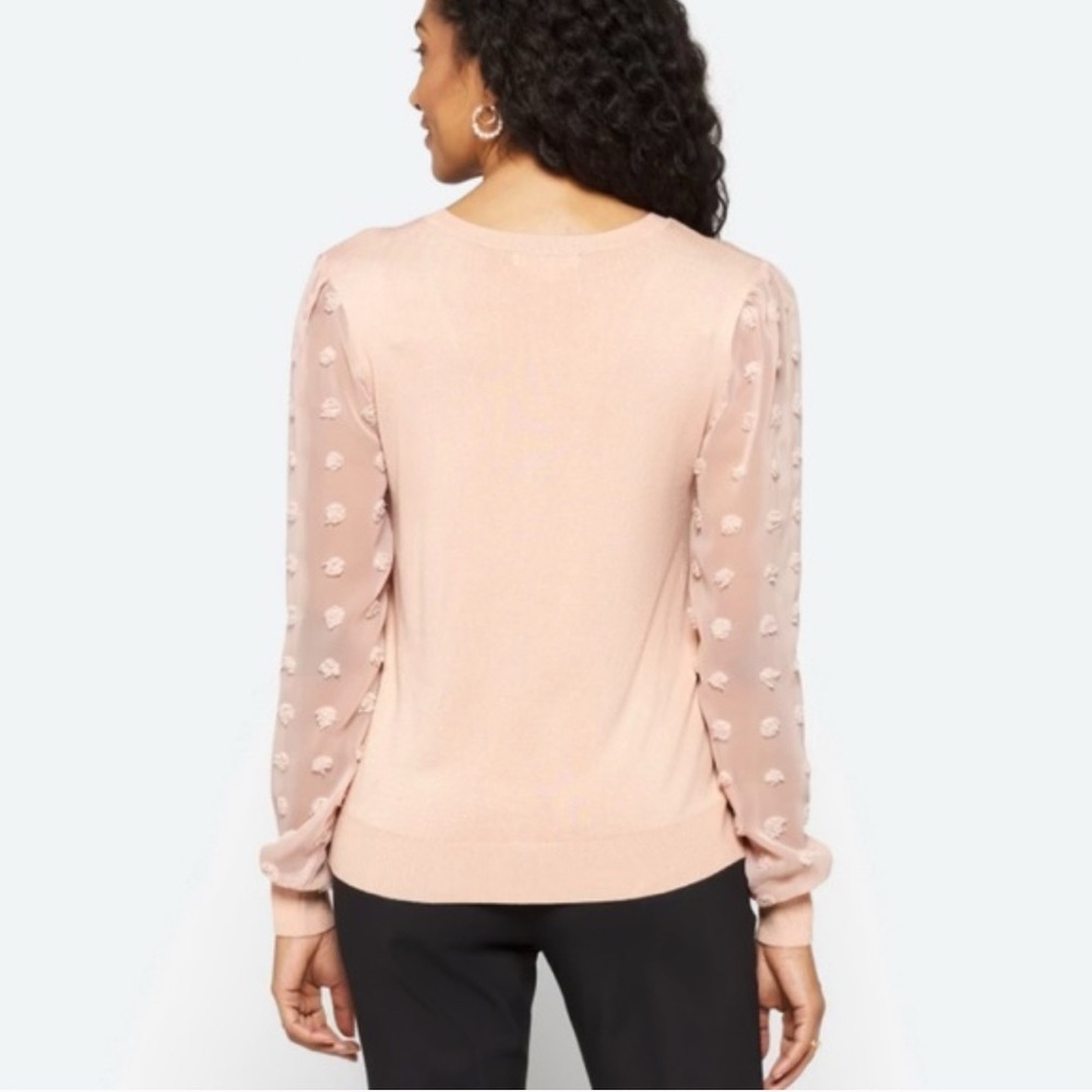NEW…Les Serein Textured Sleeve V-Neck Sweater - Picture 2 of 4